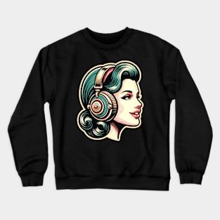 Woman Listen to Music Crewneck Sweatshirt